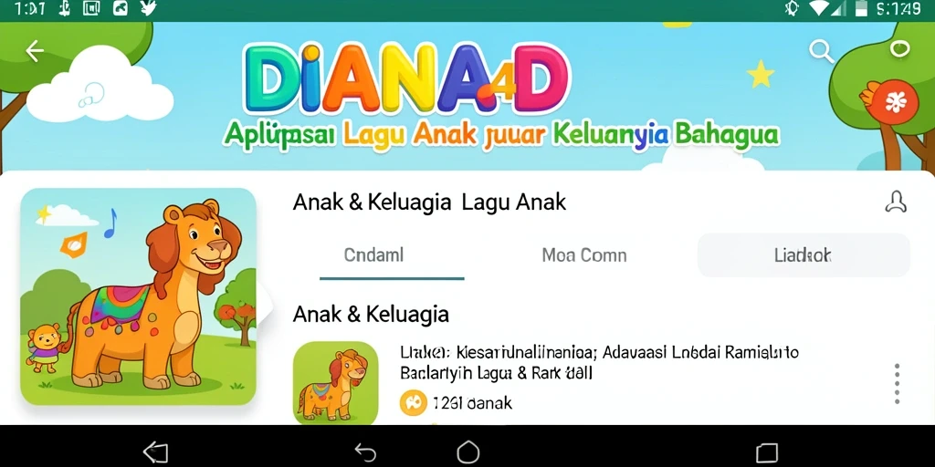 Antarmuka DIANA4D yang menarik dan ceria untuk anak-anak.