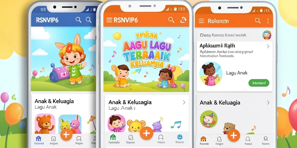 Tampilan antarmuka aplikasi RSNVIP6 dengan koleksi lagu anak.
