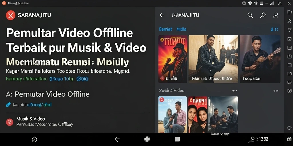 Antarmuka intuitif SARANAJITU untuk pemutaran video offline.